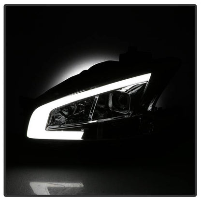 SPYDER xTune 09-14 Nissan Maxima Halogen LED Light Bar Projector Headlights - Chrome (PRO-JH-NM09-LB-C) 9043079