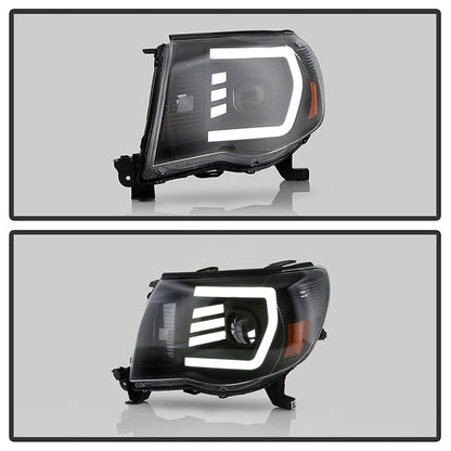 xTune Toyota Tacoma 05-11 LED Light Bar Projector Headlights - Black PRO-JH-TT05-LB-BK 9050145