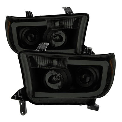 SPYDER Xtune Toyota Tundra 07-13 LED Light Bar Projector Headlights Black Smoked PRO-JH-TTU07-LED-BSM 9030413