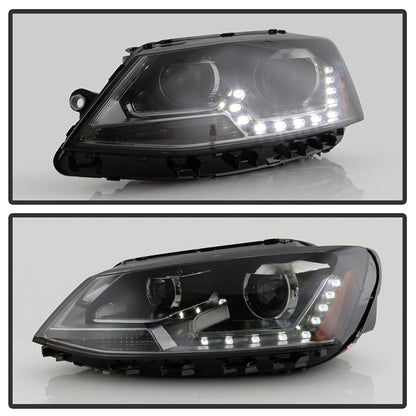SPYDER xTune Volkswagen Jetta 11-14 DRL Projector Headlights - Black Smoked PRO-JH-VJ11-DRL-BSM 9036682