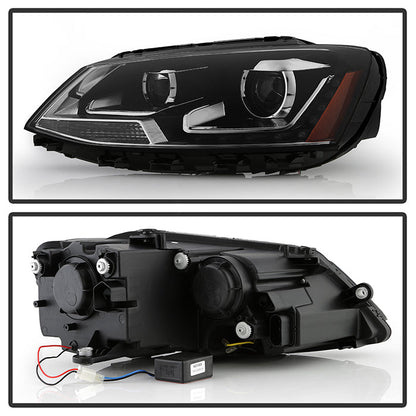 SPYDER xTune Volkswagen Jetta 11-14 DRL Projector Headlights - Black Smoked PRO-JH-VJ11-DRL-BSM 9036682
