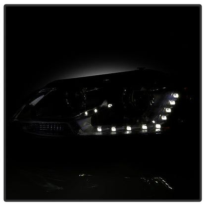 SPYDER xTune Volkswagen Jetta 11-14 DRL Projector Headlights - Black Smoked PRO-JH-VJ11-DRL-BSM 9036682