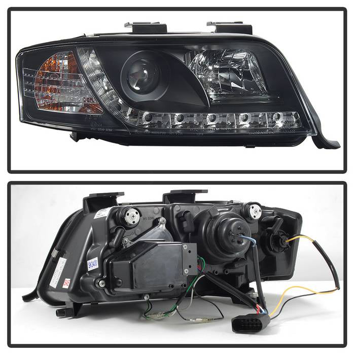 Spyder Audi A6 02-04 Projector Headlights Halogen Model Only - DRL Black PRO-YD-ADA601-DRL-BK 5008657