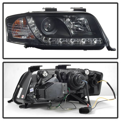 Spyder Audi A6 02-04 Projector Headlights Halogen Model Only - DRL Black PRO-YD-ADA601-DRL-BK 5008657