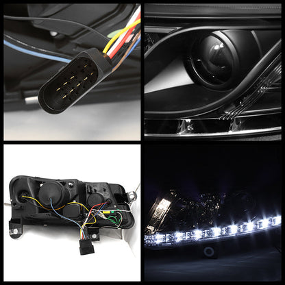 Spyder Audi A6 05-07 Projector Headlights Halogen Model Only - DRL Black PRO-YD-ADA605-DRL-BK 5029416