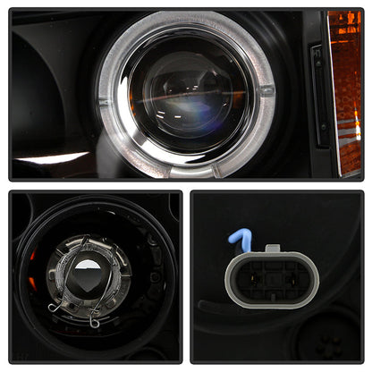 Spyder BMW E46 3-Series 02-05 4DR Projector Headlights 1PC LED Halo Blk PRO-YD-BMWE4602-4D-AM-BK 5042415