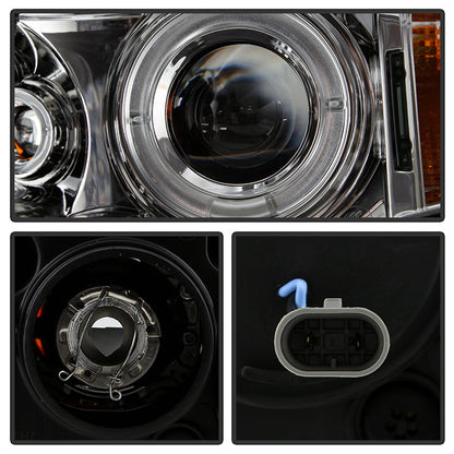 Spyder BMW E46 3-Series 02-05 4DR Projector Headlights 1PC LED Halo Chrm PRO-YD-BMWE4602-4D-AM-C 5042408