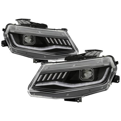 Spyder Chevy Camaro 16-18 HID Model Full LED Headlights Black PRO-YD-CCAM16HIDAP-SEQ-BK 5087355