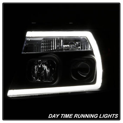 Spyder 04-08 Ford F-150 Projector Headlights - Light Bar DRL - Black PRO-YD-FF15004V2-LB-BK 5084484