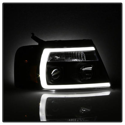Spyder 04-08 Ford F-150 Projector Headlights - Light Bar DRL - Black PRO-YD-FF15004V2-LB-BK 5084484