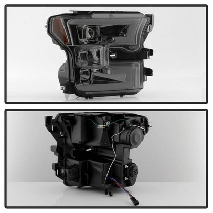 Spyder Ford F150 2015-2017 Projector Headlights - Light Bar DRL LED - Smoke PRO-YD-FF15015-LBDRL-SM 5083678