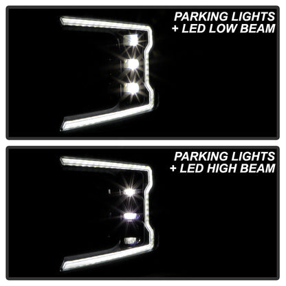 SPYDER 18-20 Ford F-150 Headlights - Halogen Model Only - DRL LED - Black PRO-YD-FF15018HALAP-SEQ-BK 5088475