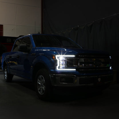 SPYDER 18-20 Ford F-150 Headlights - Halogen Model Only - DRL LED - Black PRO-YD-FF15018HALAP-SEQ-BK 5088475