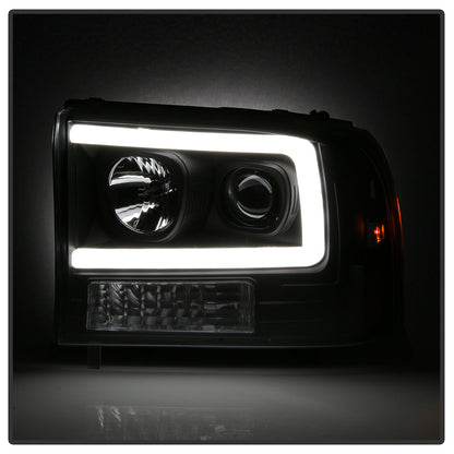 Spyder 99-04 Ford F250 Super Duty Projector Headlights - Light Bar - Black PRO-YD-FF25099V2-LB-BK 5084491