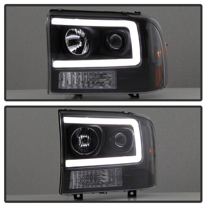 Spyder 99-04 Ford F250 Super Duty Projector Headlights - Light Bar - Black PRO-YD-FF25099V2-LB-BK 5084491