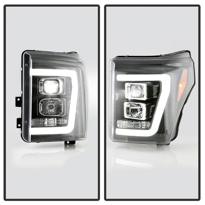 Spyder Ford F250/350/450 11-16 V2 High-Power LED Headlights-White Light Bar-Black PRO-YD-FS11V2PL-BK 5087898
