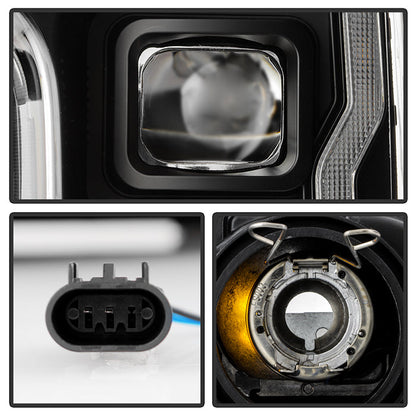 SPYDER Signature 20-22 Ford F250/F350 (Halogen) Proj. Headlights - Black (PRO-YD-FS20HALSI-SEQ-BK) 5088628