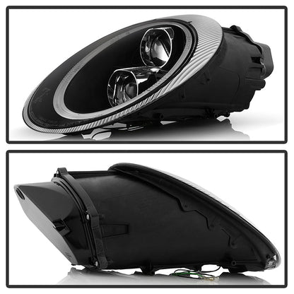 Spyder Porsche 911 997 2005-2009 Projector Headlights Halogen Model DRL LED Blk PRO-YD-P99705-DRL-BK 5080134