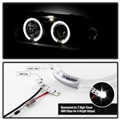 Spyder Volvo 850 93-97 Projector Headlights LED Halo Black High H1 Low H1 PRO-YD-VO85092-HL-BK 5012289