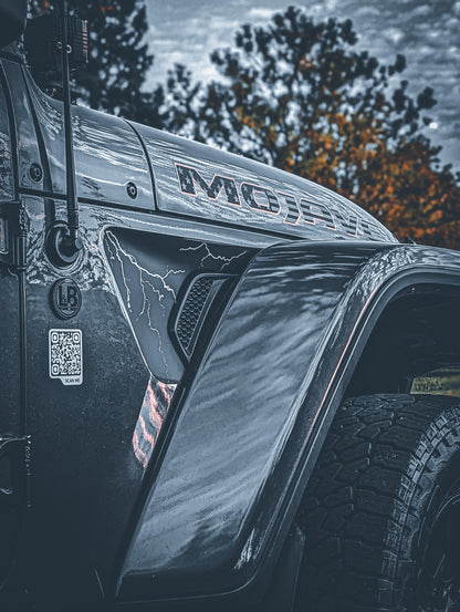 Lightning Storm Blackout Decal- Fits Jeep Wrangler JL & Gladiator Fender Vent Decal-Pair