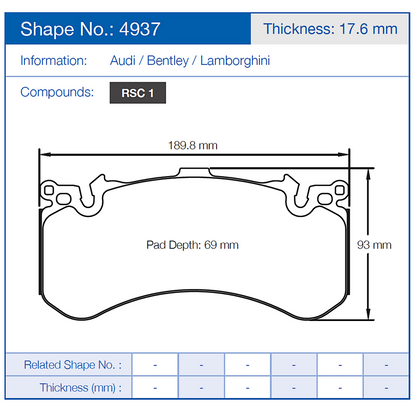 Pagid Racing Brake Pads No. 4937 (Front)