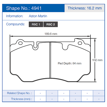 Pagid Racing Brake Pads No. 4941 (Front)