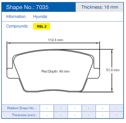 Pagid Racing Brake Pads No. 7035 (Rear)