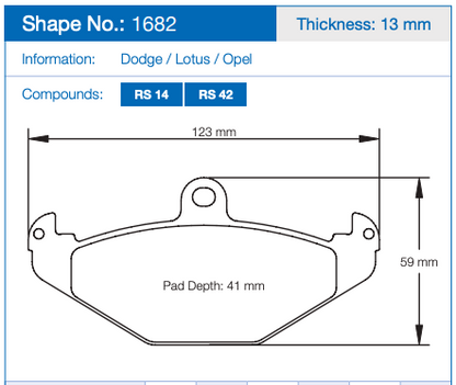 Pagid Racing Brake Pads No. 1682