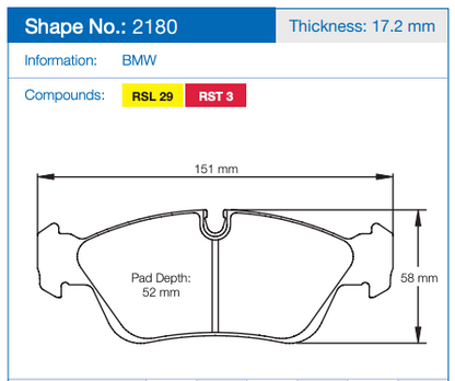 Pagid Racing Brake Pads No. 2180