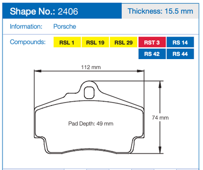 Pagid Racing Brake Pads No. 2406