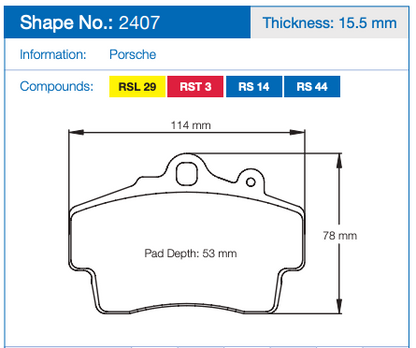 Pagid Racing Brake Pads No. 2407 (Front)