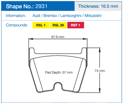 Pagid Racing Brake Pads No. 2931