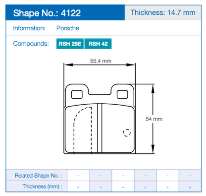 Pagid Racing Brake Pads No. 4122