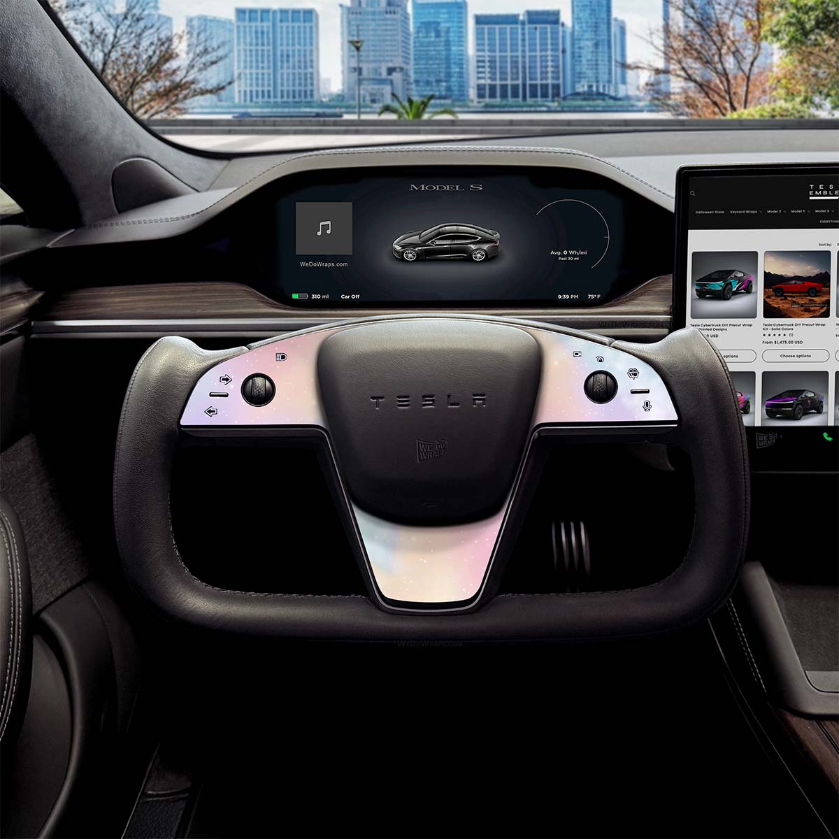 Pastel Galaxy Tesla Steering Wheel Trim Decal Kit (3pcs) | Model X ’21-26