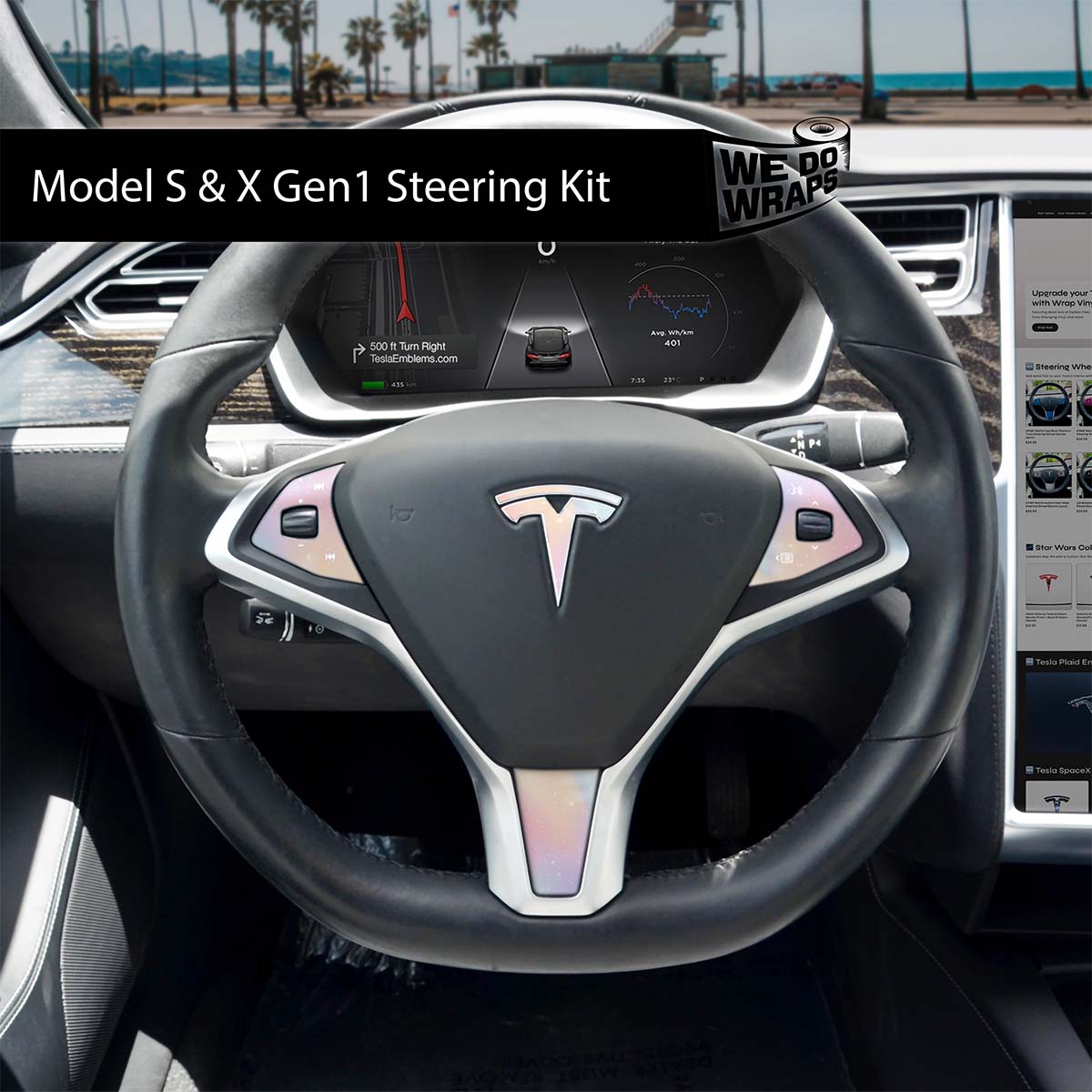 Pastel Galaxy Tesla Steering Wheel Wrap | Model X