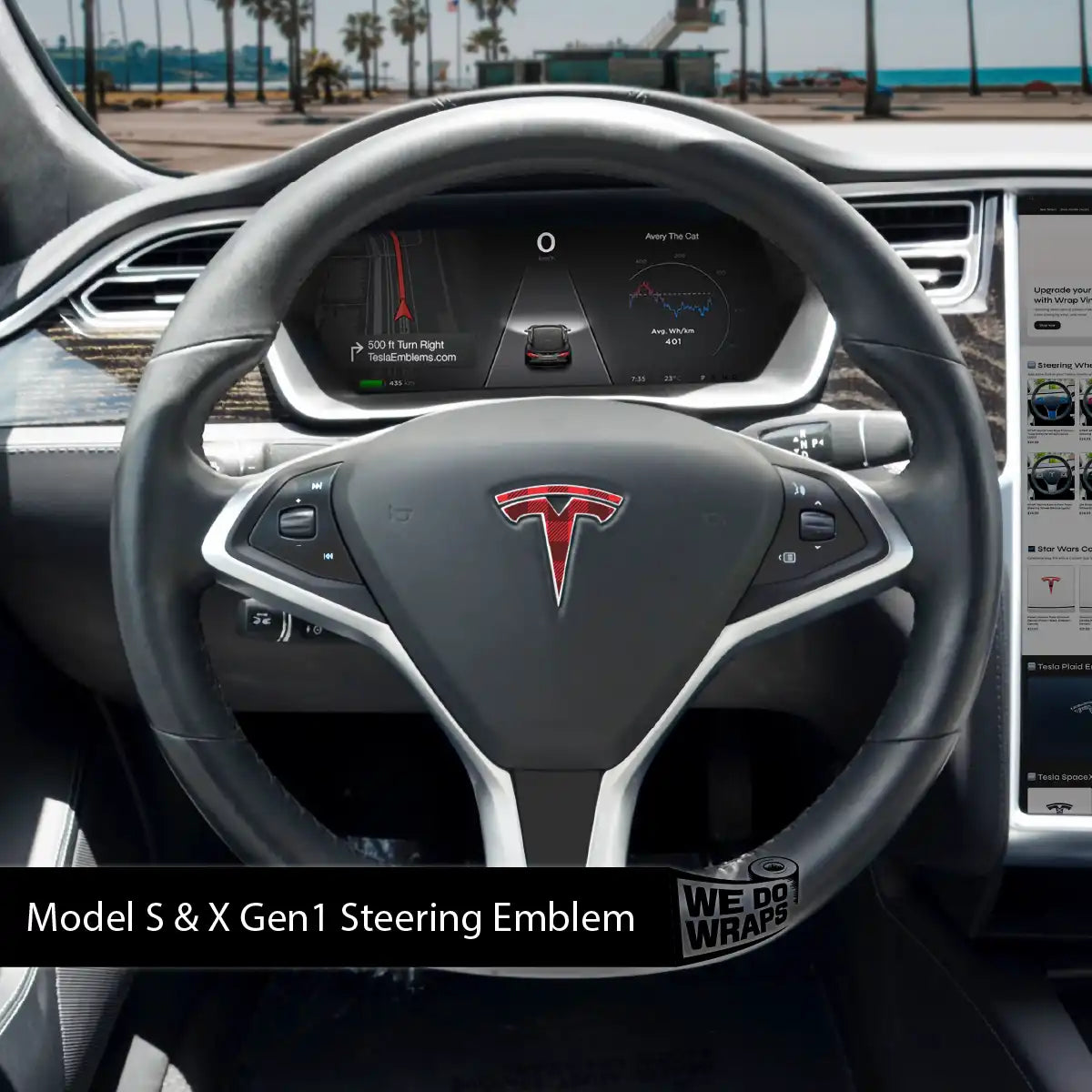 Buffalo Plaid Tesla Steering Wheel Wrap | Model X