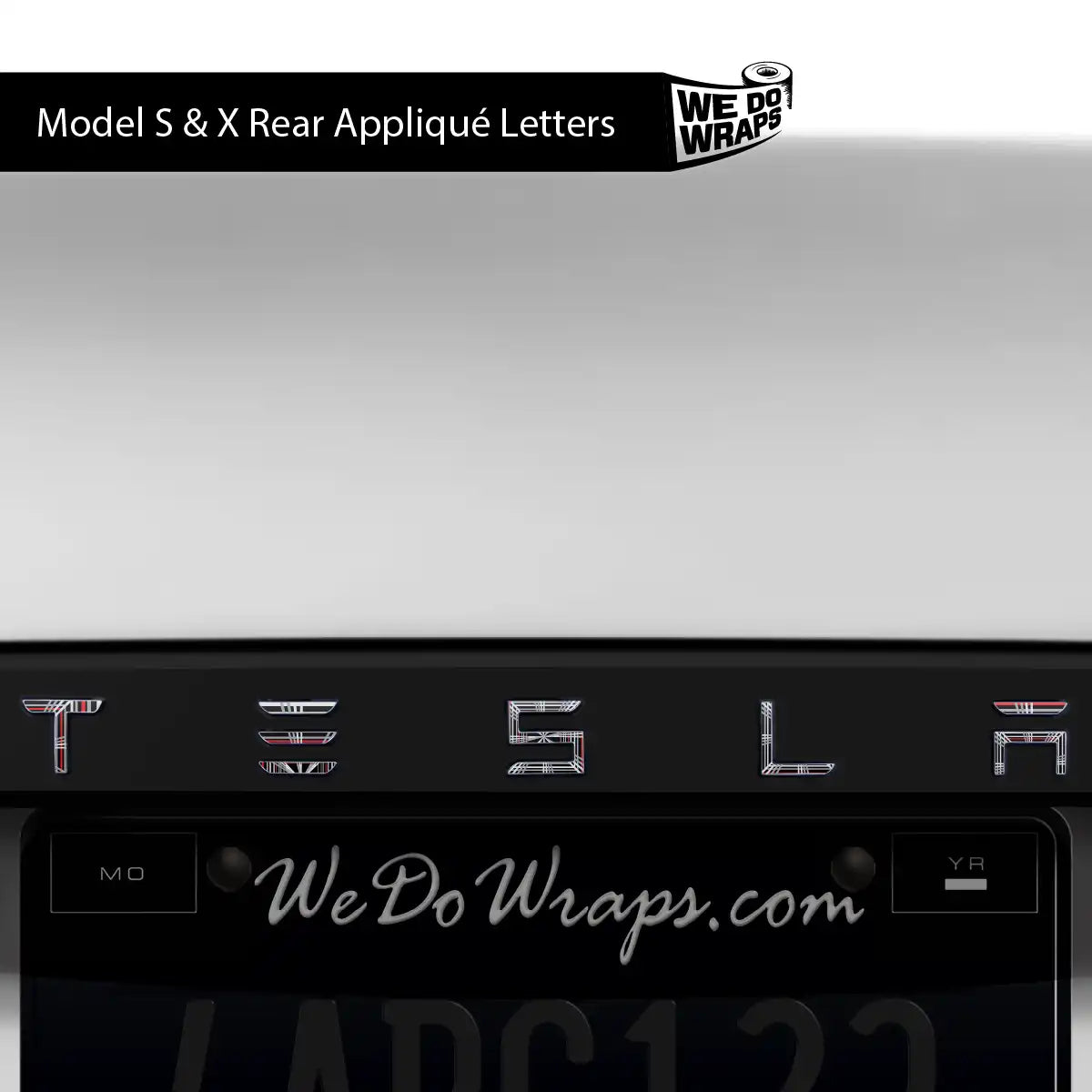 Plaid Performance Mode Tesla Emblem Decals (Front + Back) | Model X