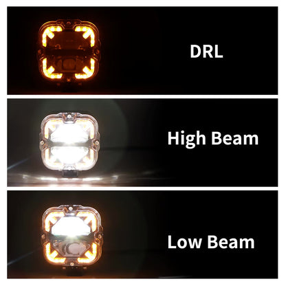 4" High-Low Beam Pod Lights + DRL | 90W | 8000lm | IP67 Waterproof