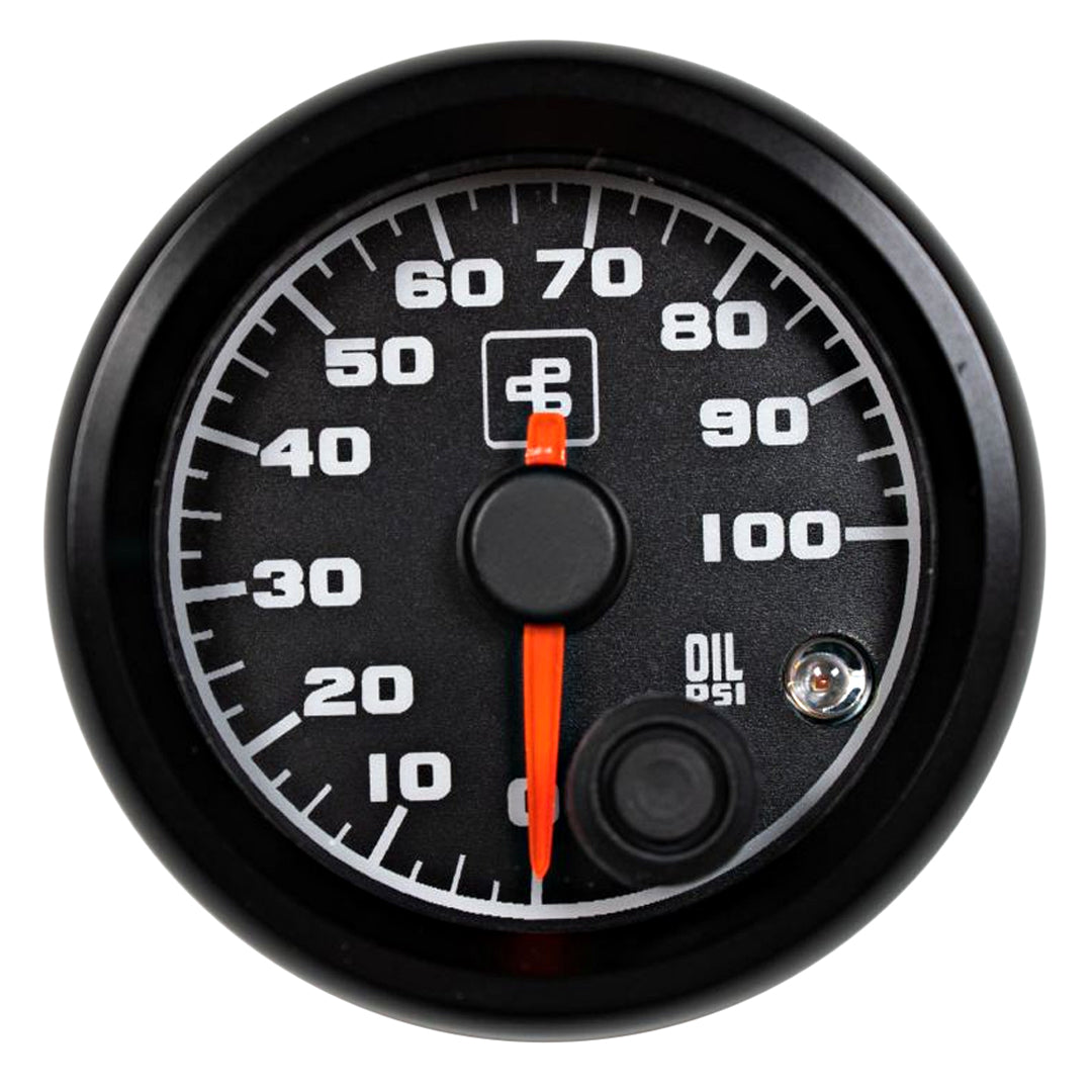 Power Driven Black 2-1/16" 100 psi Oil Pressure Gauge with Warning