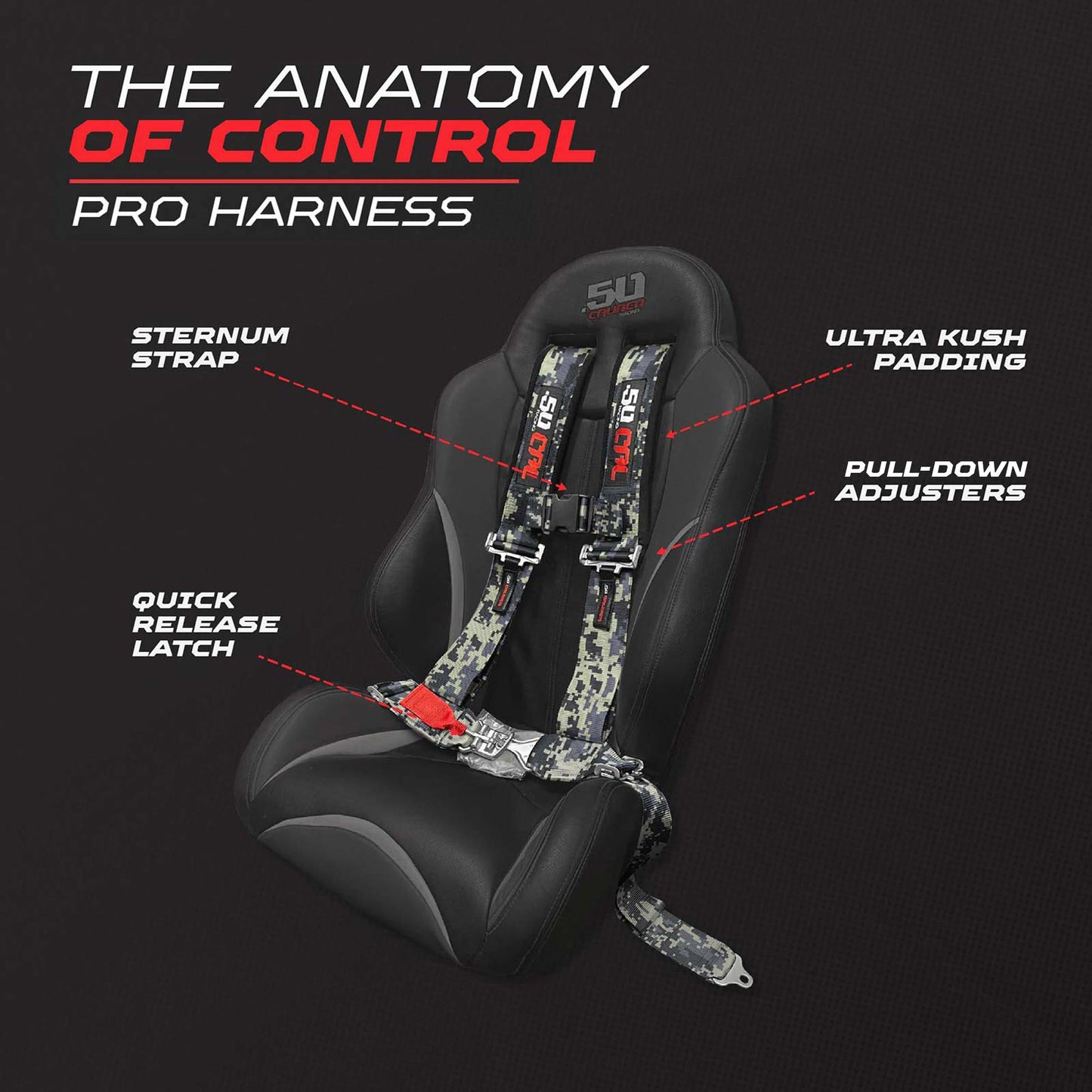 2" 4 Point Racing Harness – Pro Series Race Latch | 50 Caliber Racing