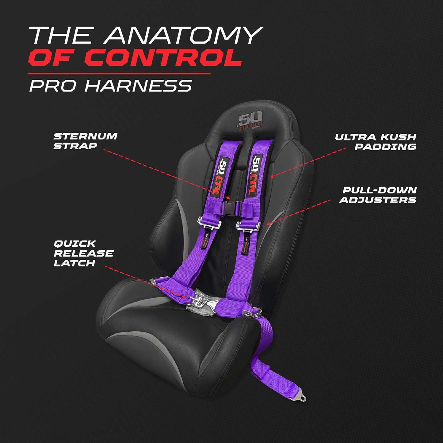 2" 4 Point Racing Harness – Pro Series Race Latch | 50 Caliber Racing