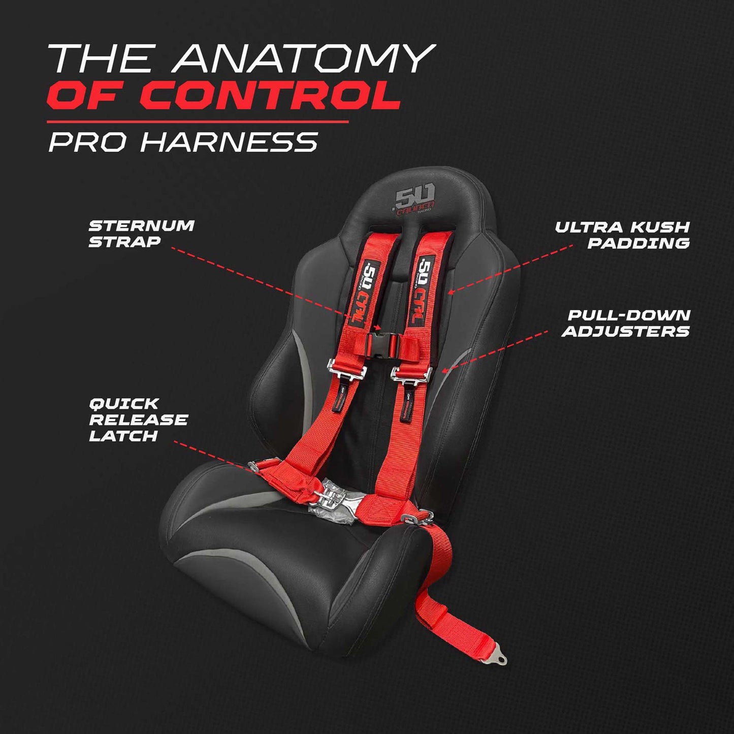2" 4 Point Racing Harness – Pro Series Race Latch | 50 Caliber Racing