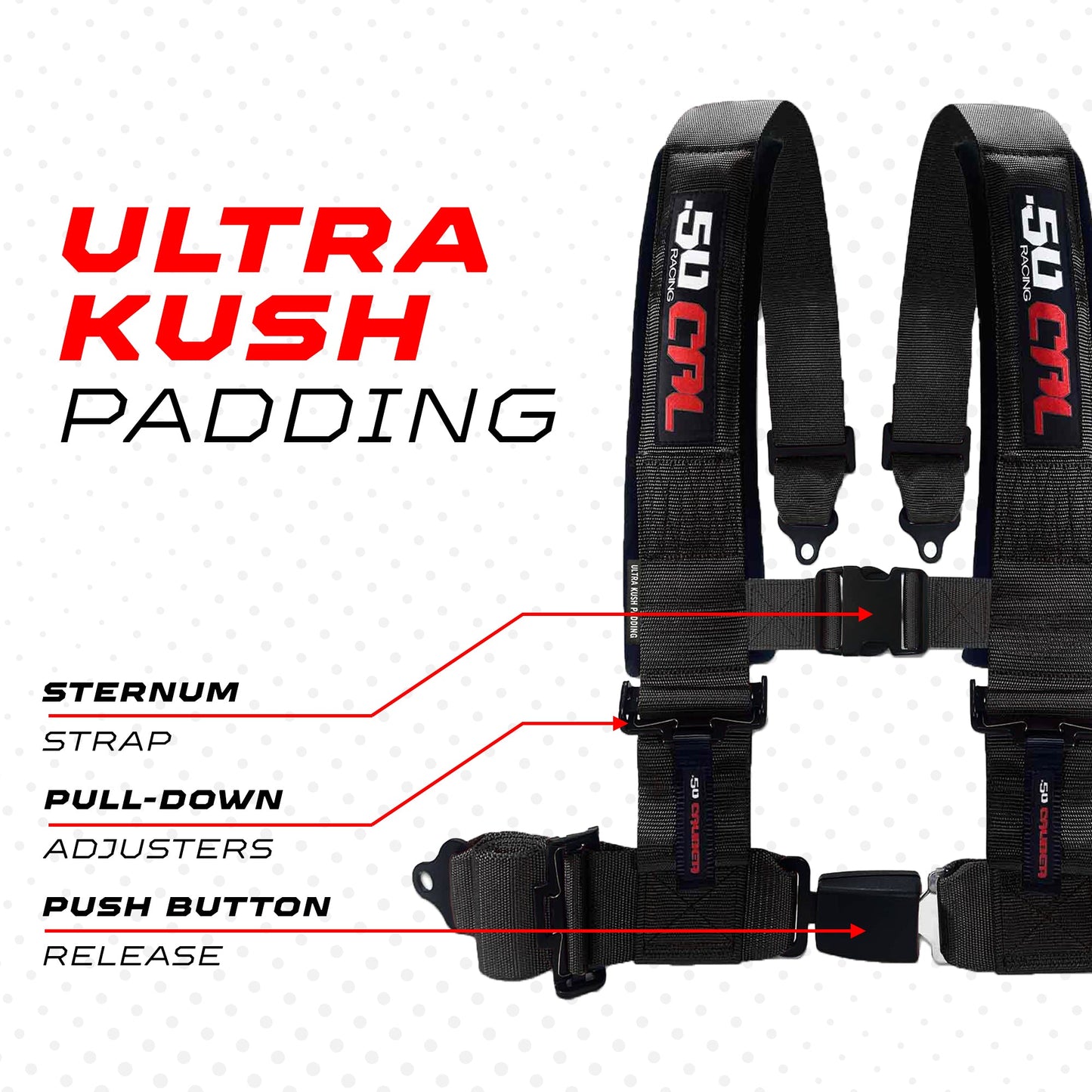 Pro Series 4 point Harness with push button release 2" & 3" available