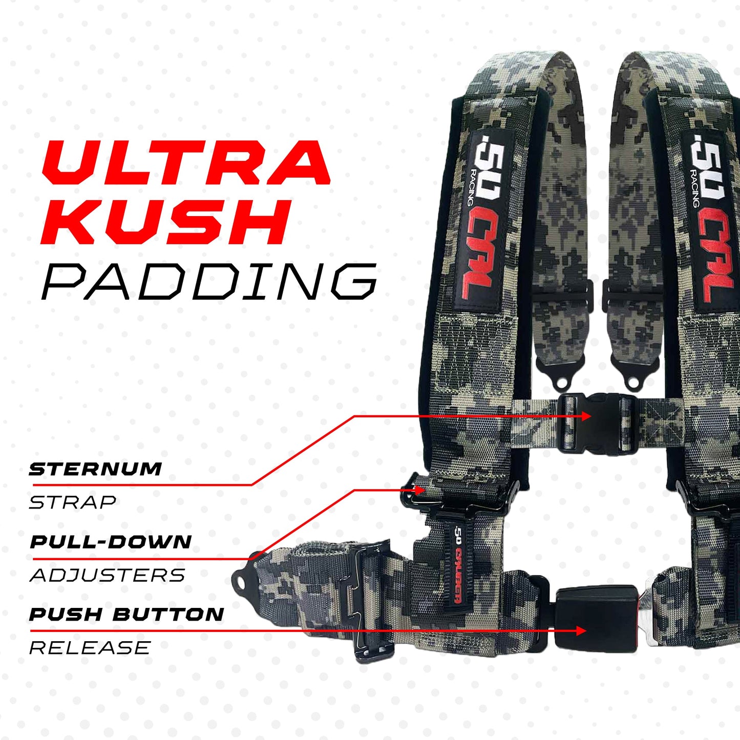 Pro Series 4 point Harness with push button release 2" & 3" available