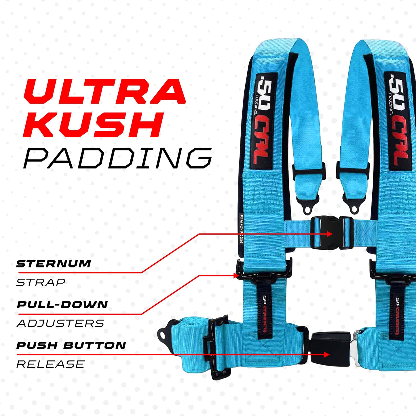 Pro Series 4 point Harness with push button release 2" & 3" available