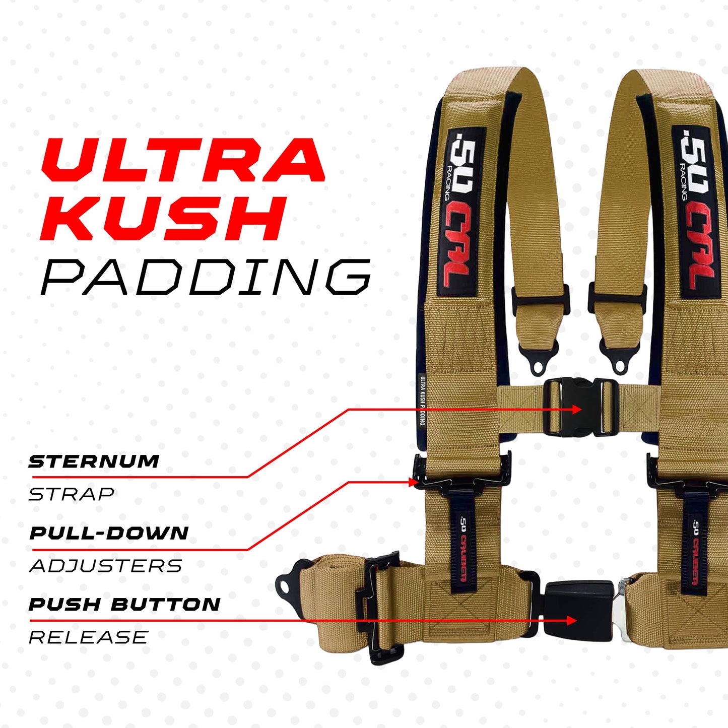 Pro Series 4 point Harness with push button release 2" & 3" available