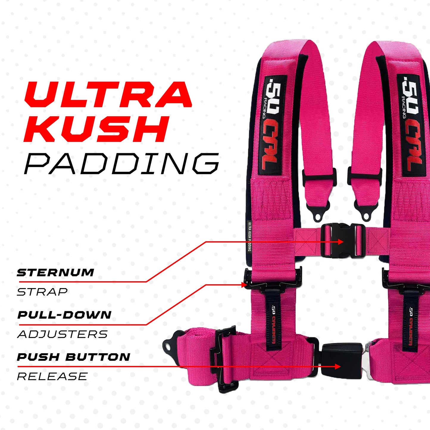 Pro Series 4 point Harness with push button release 2" & 3" available