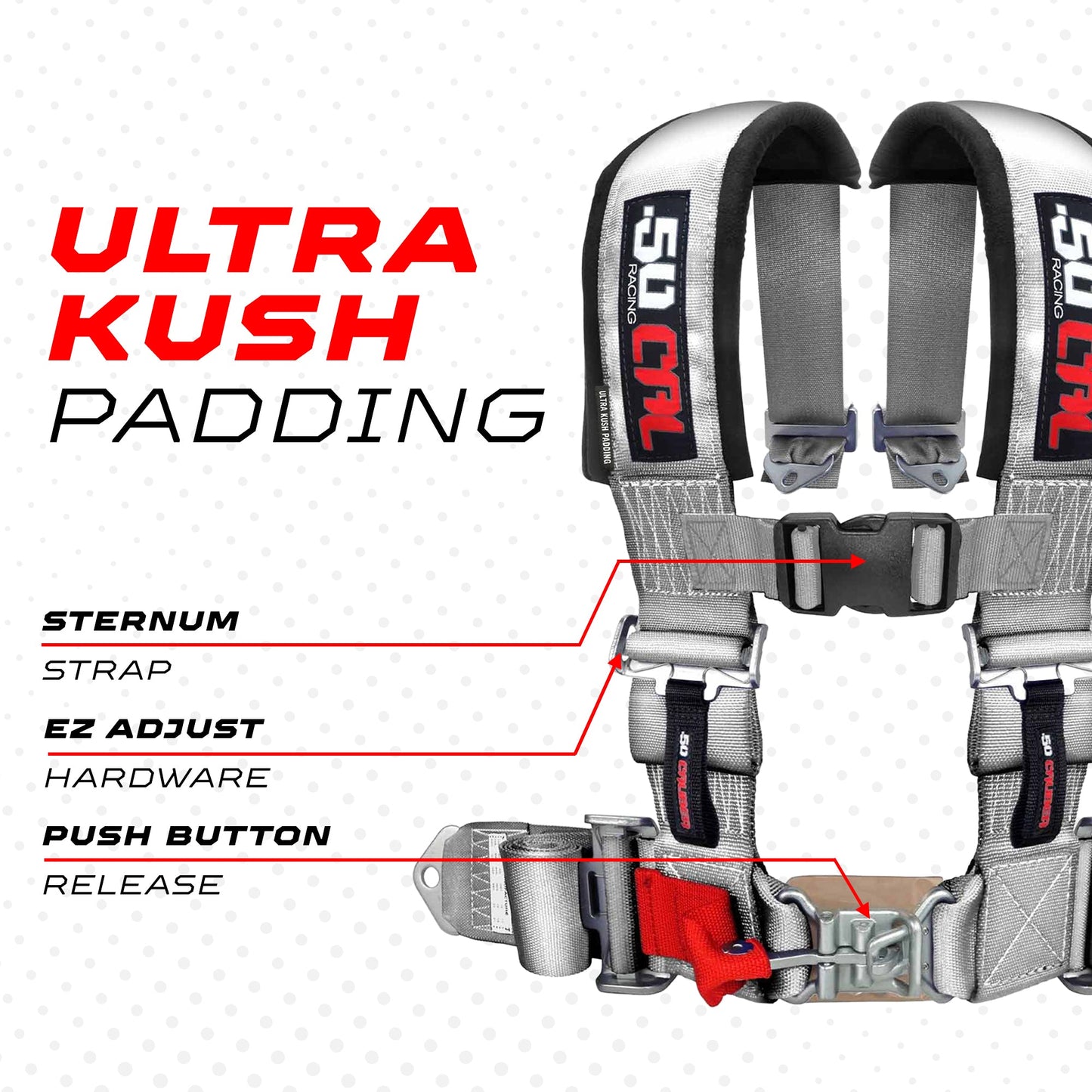 2" 5 Point Racing Harness – Pro Series Race Latch | 50 Caliber Racing