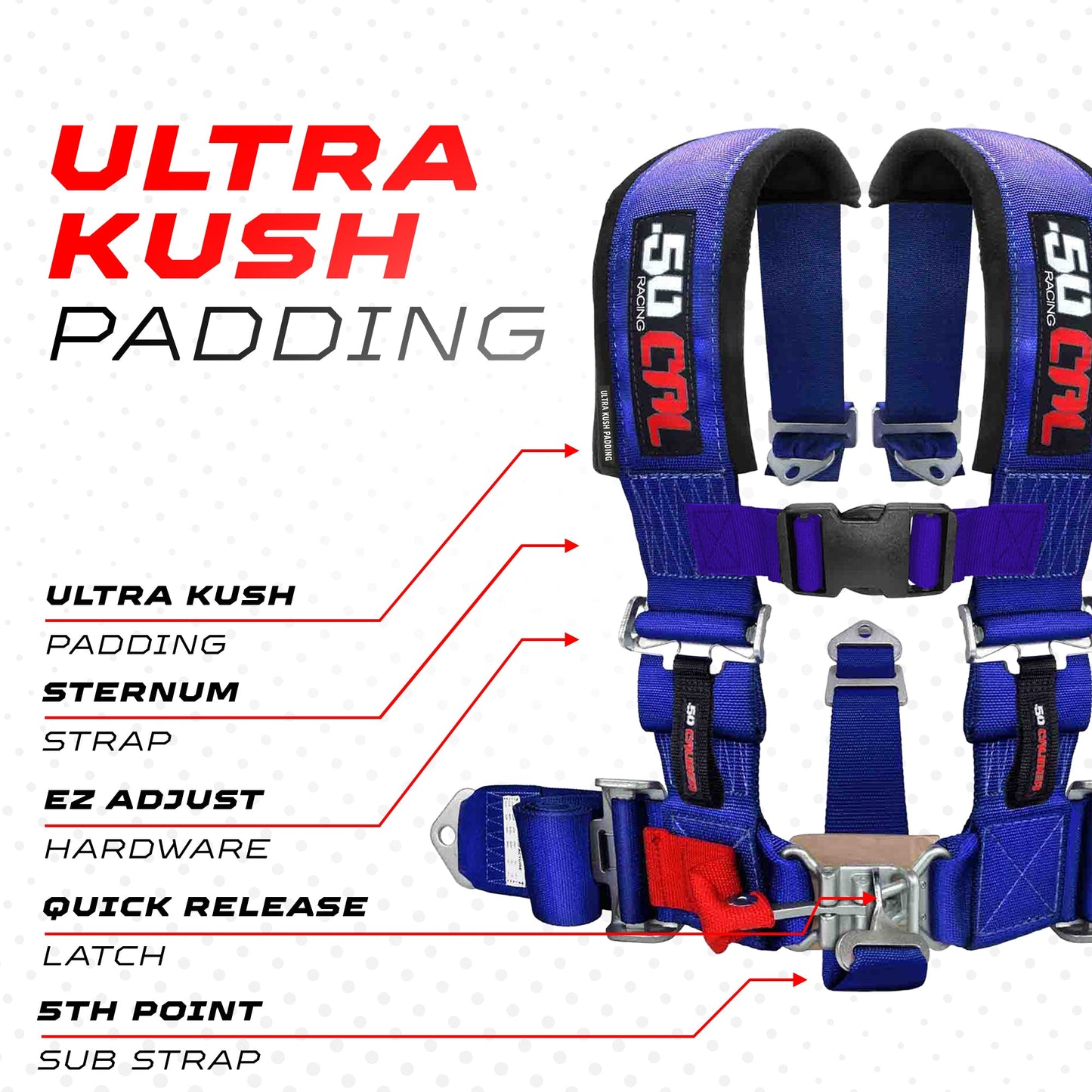 3" 5 Point Racing Harness – Pro Series Race Latch | 50 Caliber Racing