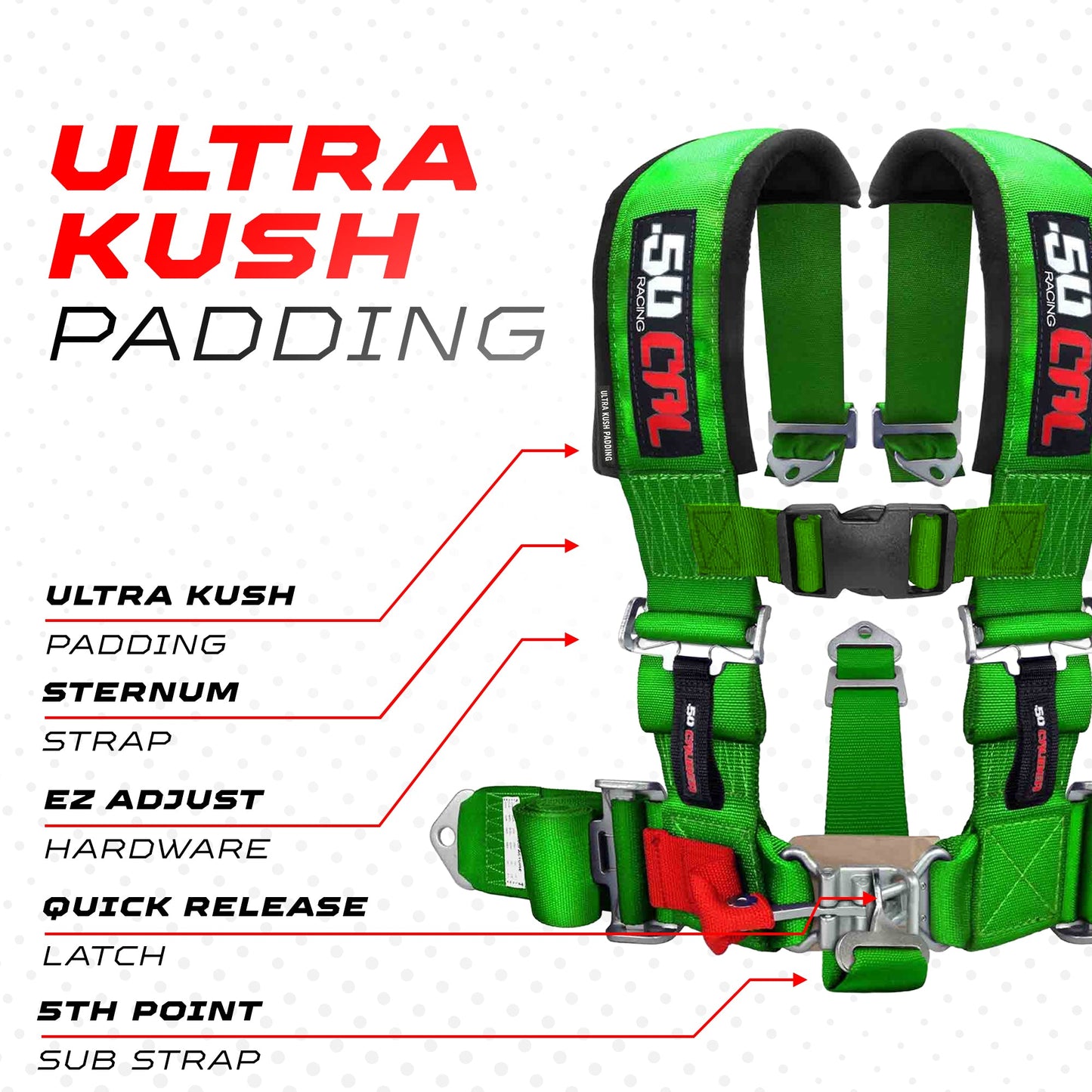 3" 5 Point Racing Harness – Pro Series Race Latch | 50 Caliber Racing